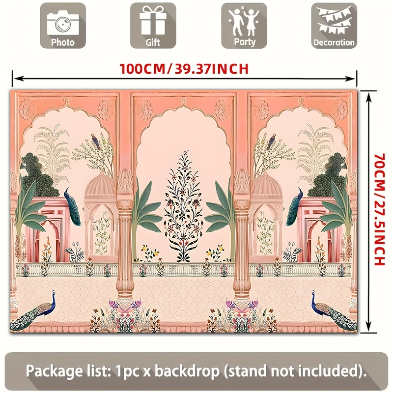 Wedding Backdrop Curtain - Sfondo Floreale Mughal Ornato con Pavone