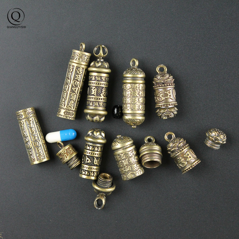Wedding Sutra - Ottone Buddha GuanYin Sutra cilindro pendente